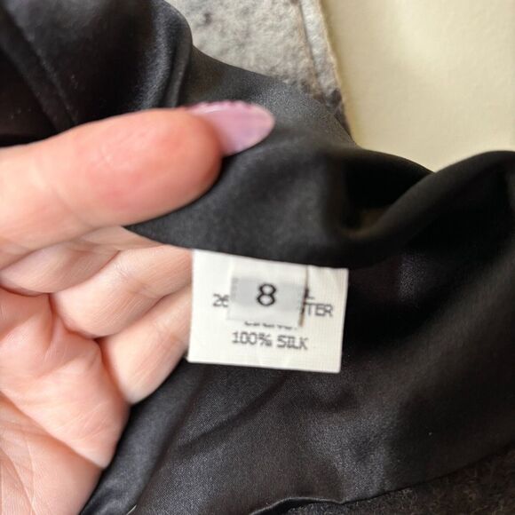 Jenni Kayne Jacket Size 8 Black Cream Wool Blend Silk Lined Blanket Coat Western - Picture 5 of 7